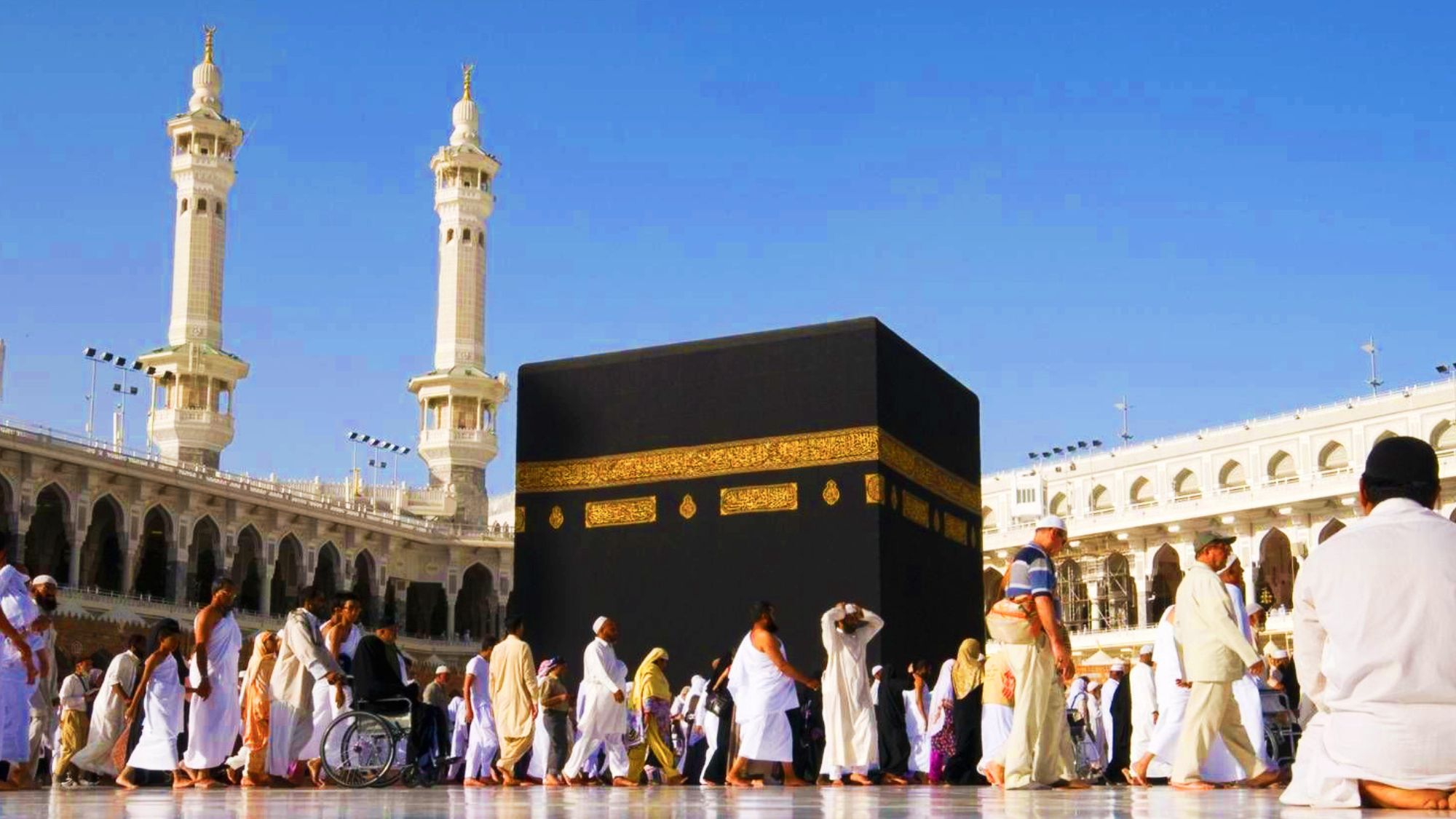 Pilgrims offering and enjoying umrah trip around kaaba